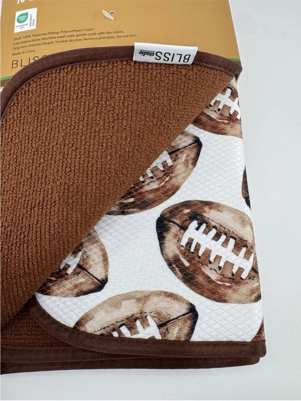 FOOTBALL ~ 2 Pack Reversible Drying Mat For Kitchen Counter ~ 16” x 19”
